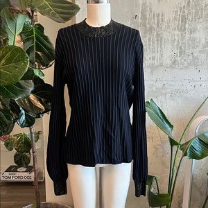Emporio Armani Black Pinstripe Blouse